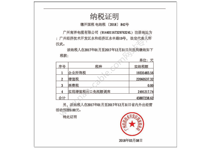 2017國稅納稅證明